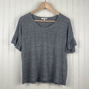 Sundry Gray Tee‎ With Ruffled Sleeves Women's Size 0 Oversized Casual Comfy Tee